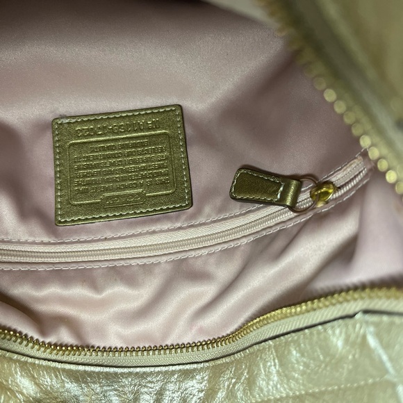 Coach gold crossbody bag.  Adjustable strap. - Picture 10 of 12